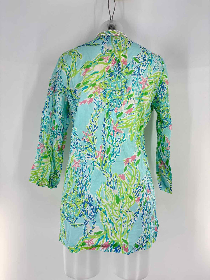 Size L Lilly Pulitzer Blue Print Shirt