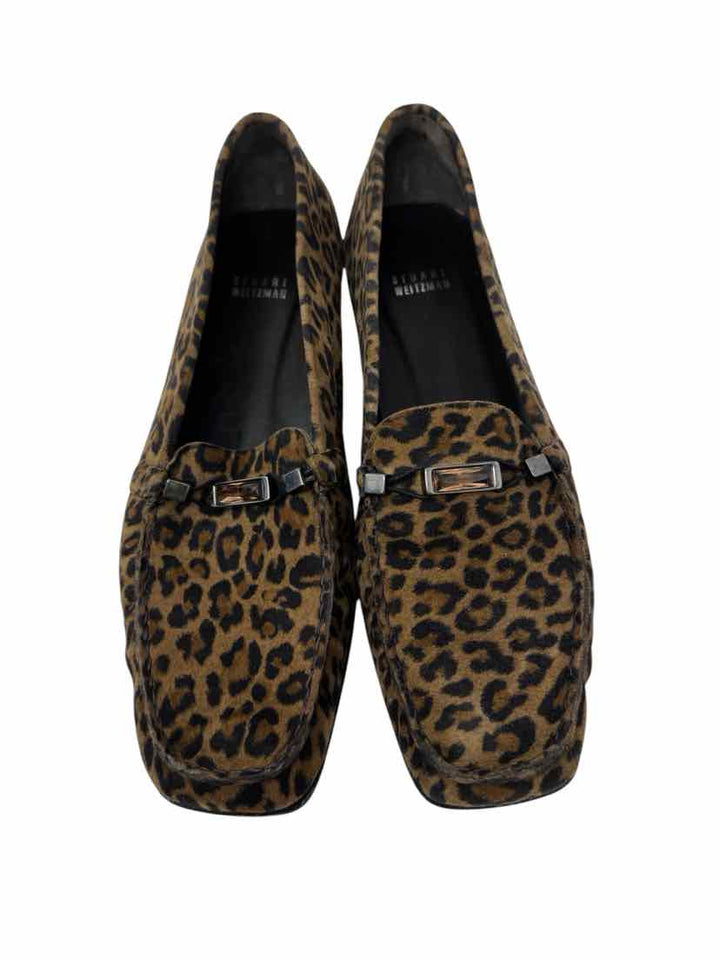 Shoe Size 10 Stuart Weitzman Brown Print Flats