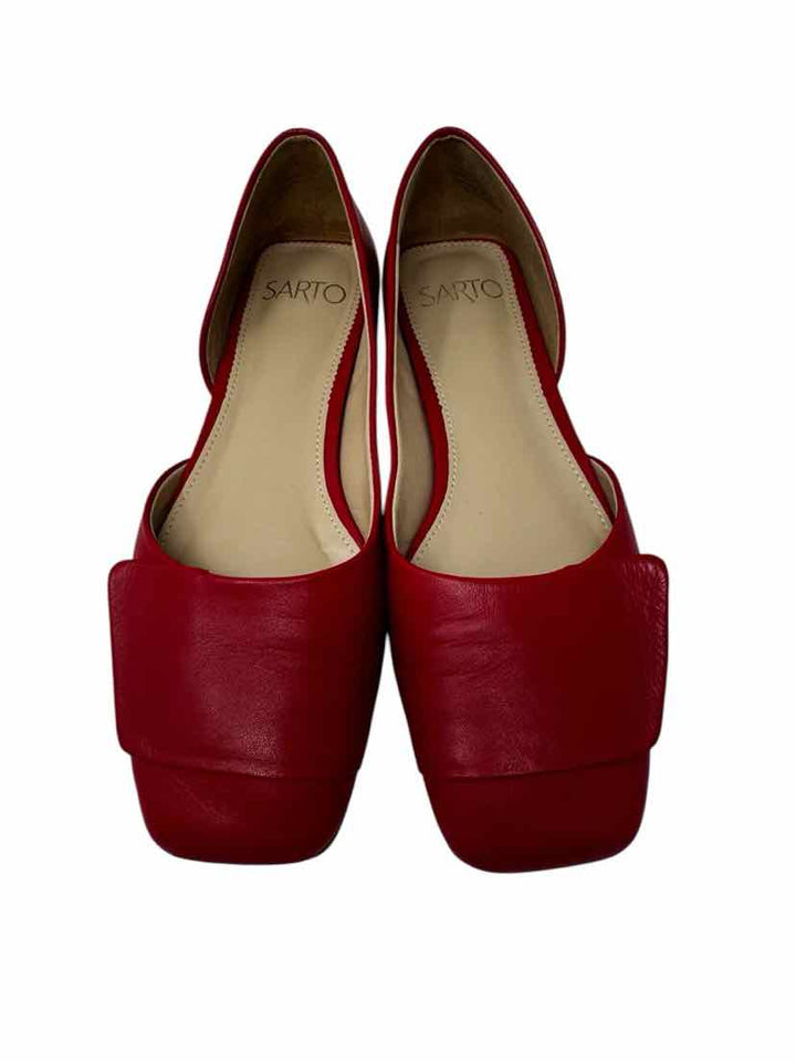 Shoe Size 7 FRANCO SARTO Red Leather Flats
