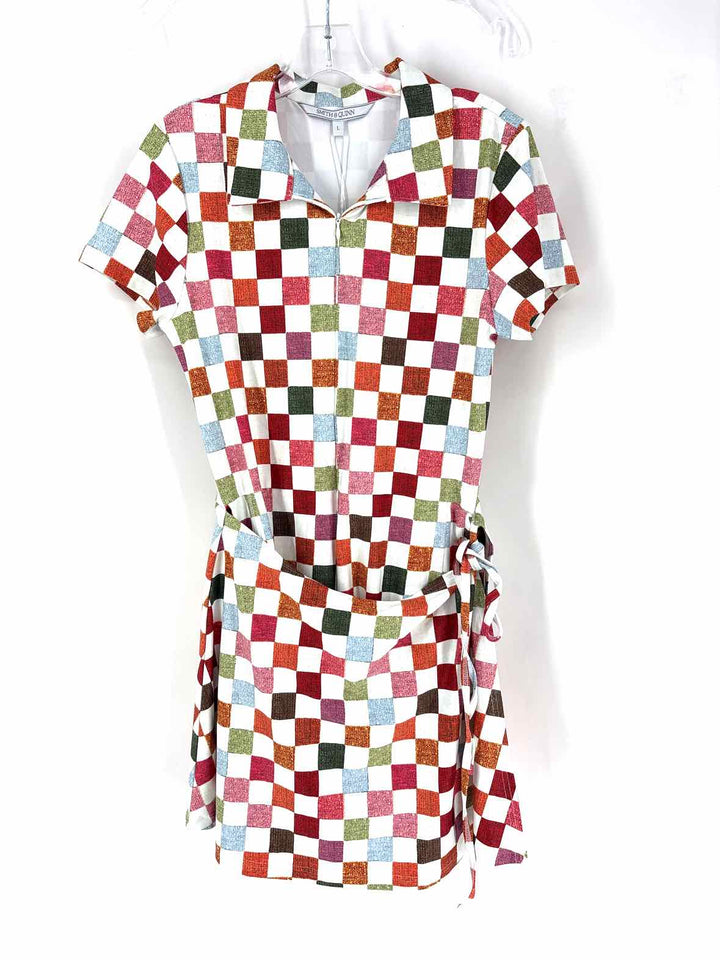 Size L White Print Dress