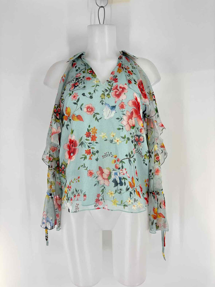 Size XS Alice + Olivia Green Print Shirt