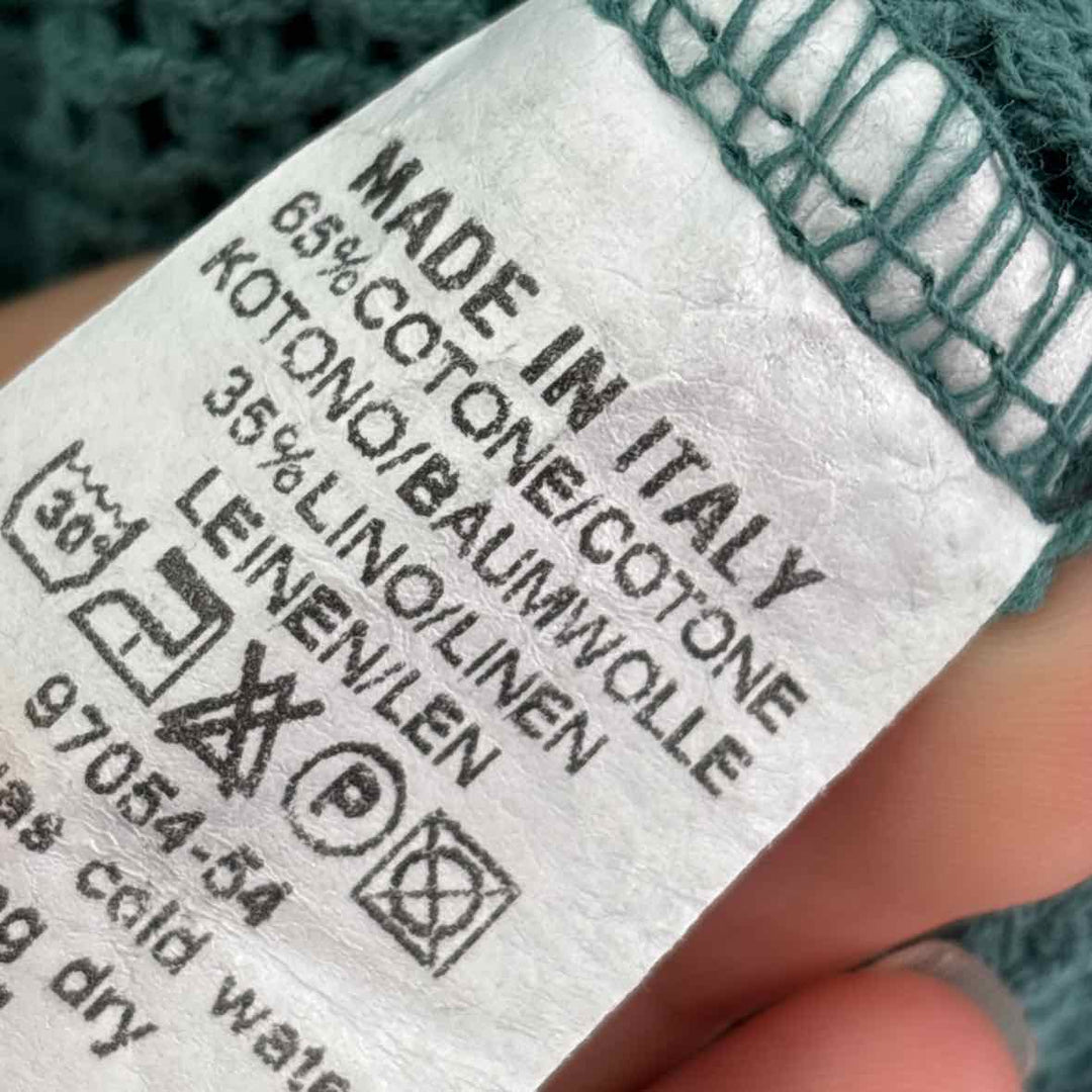 Size XL BELLE FRANCE Green Linen Netting Vest