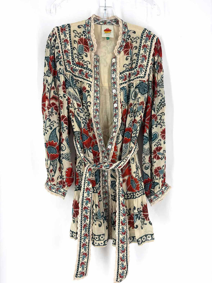 Size S FARM RIO Beige Print Dress