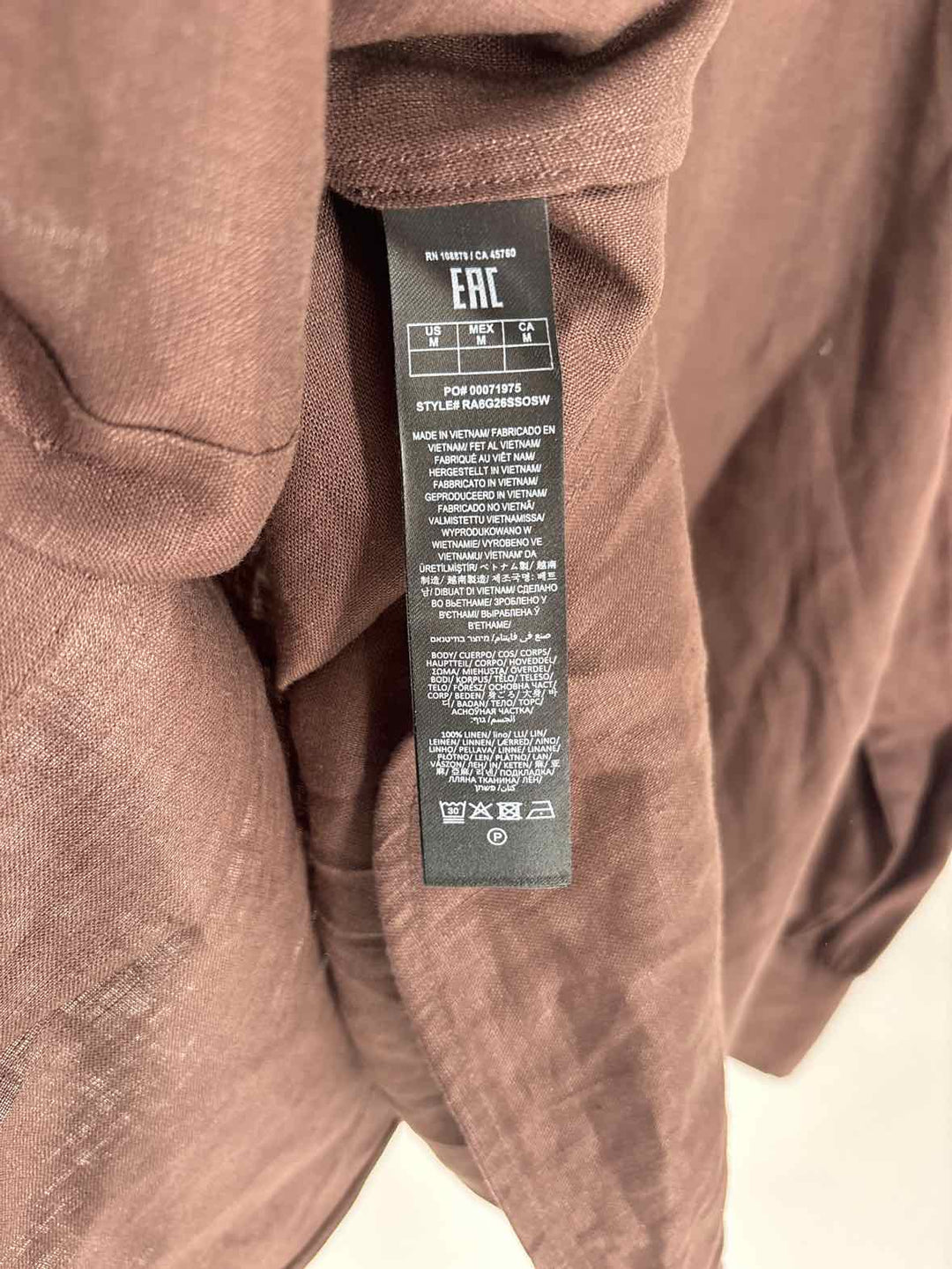 Size M RAG & BONE Brown Linen Luxury - Shirt