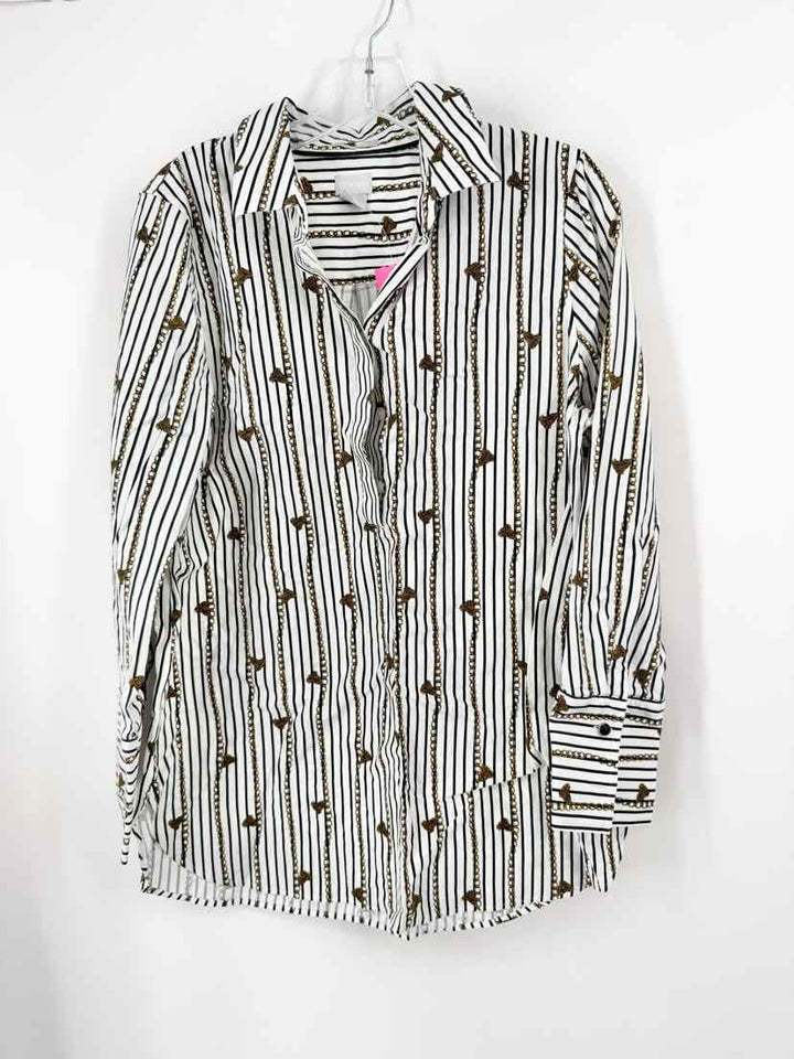 Size 8 Chico's White Print Shirt