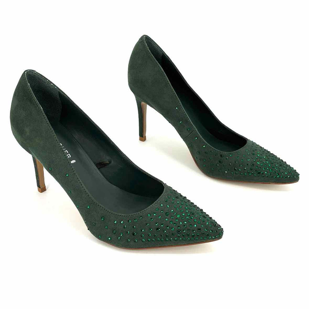 Shoe Size 8 MARC FISHER Green Rhinestone Pumps
