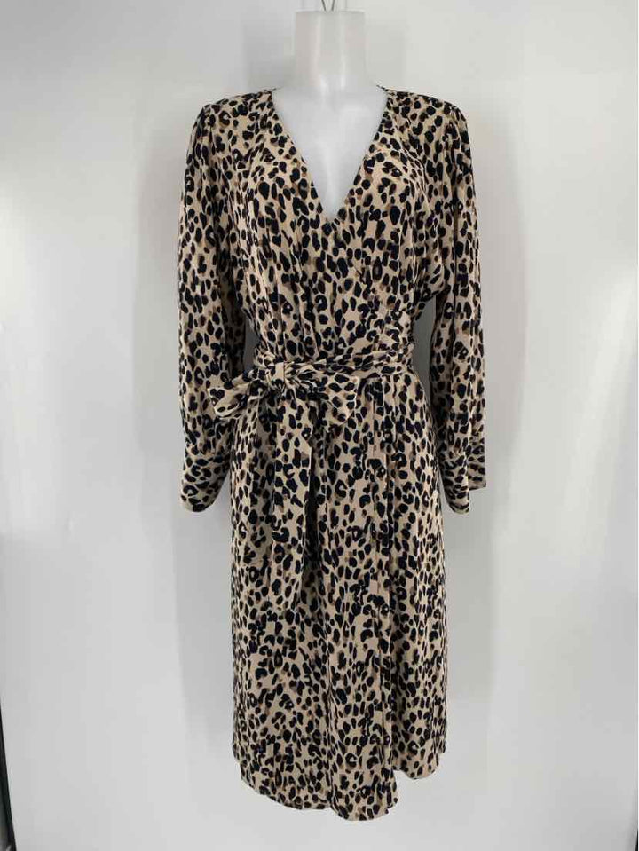 Size L HALOGEN Brown Print Dress