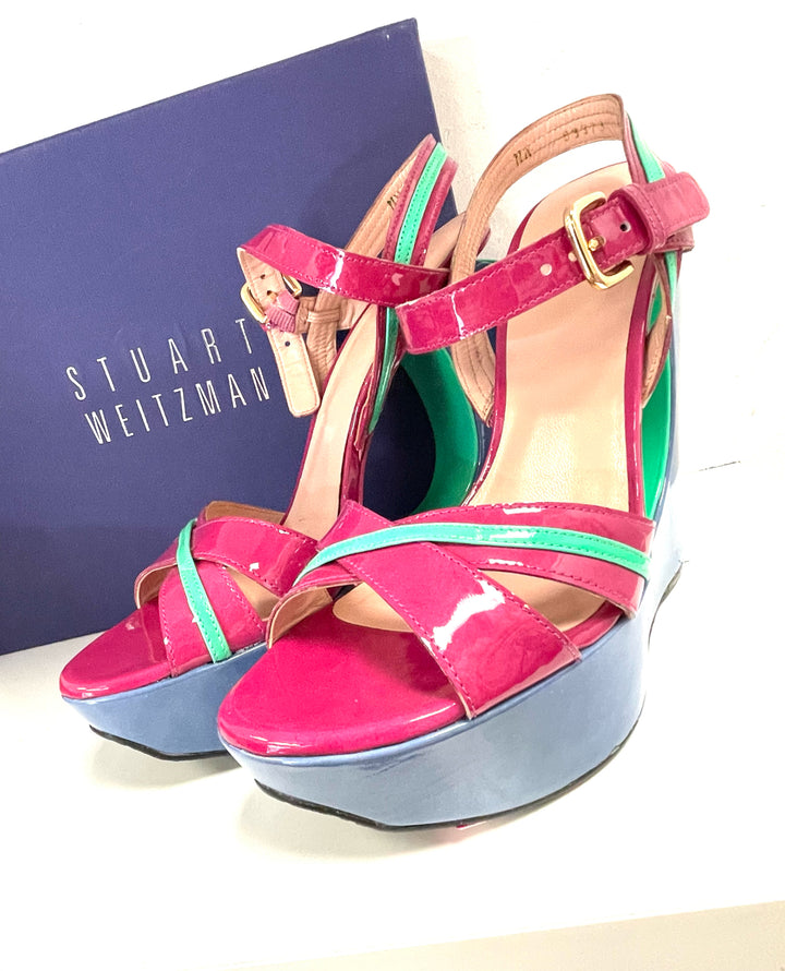 Shoe Size 8.5 Stuart Weitzman Multi-Color PATENT Luxury - Sandals
