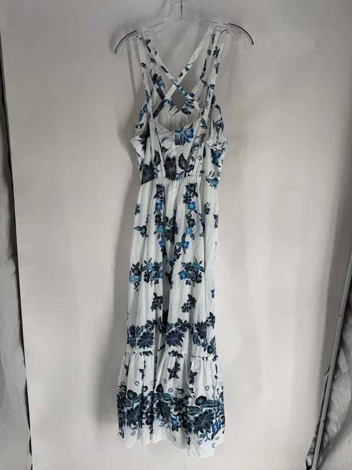 Size 10 White House Black Market White Print Dress