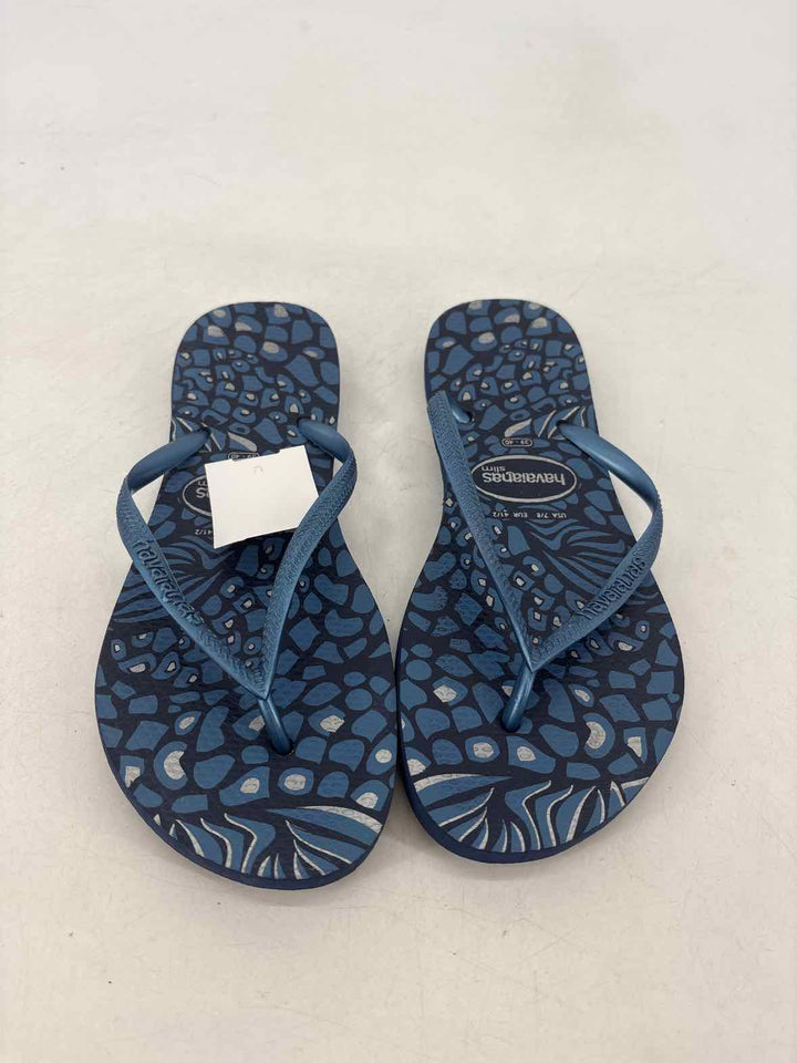 Shoe Size 7 Havaianas Blue Print Sandals
