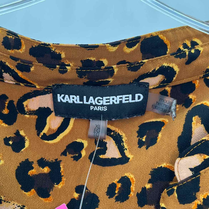 Size L KARL LAGERFELD Brown Print Shirt