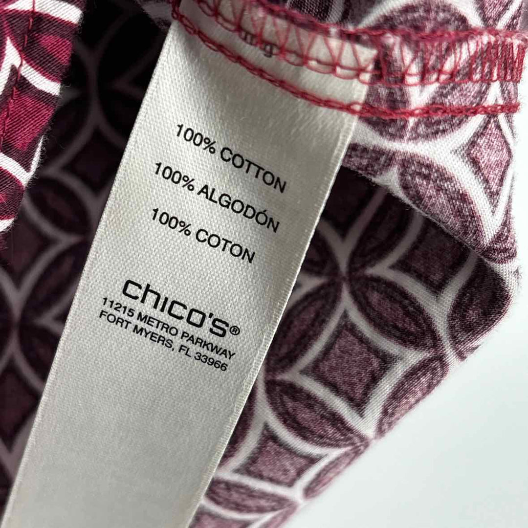 Size 2 Chico's Burgundy Shirt