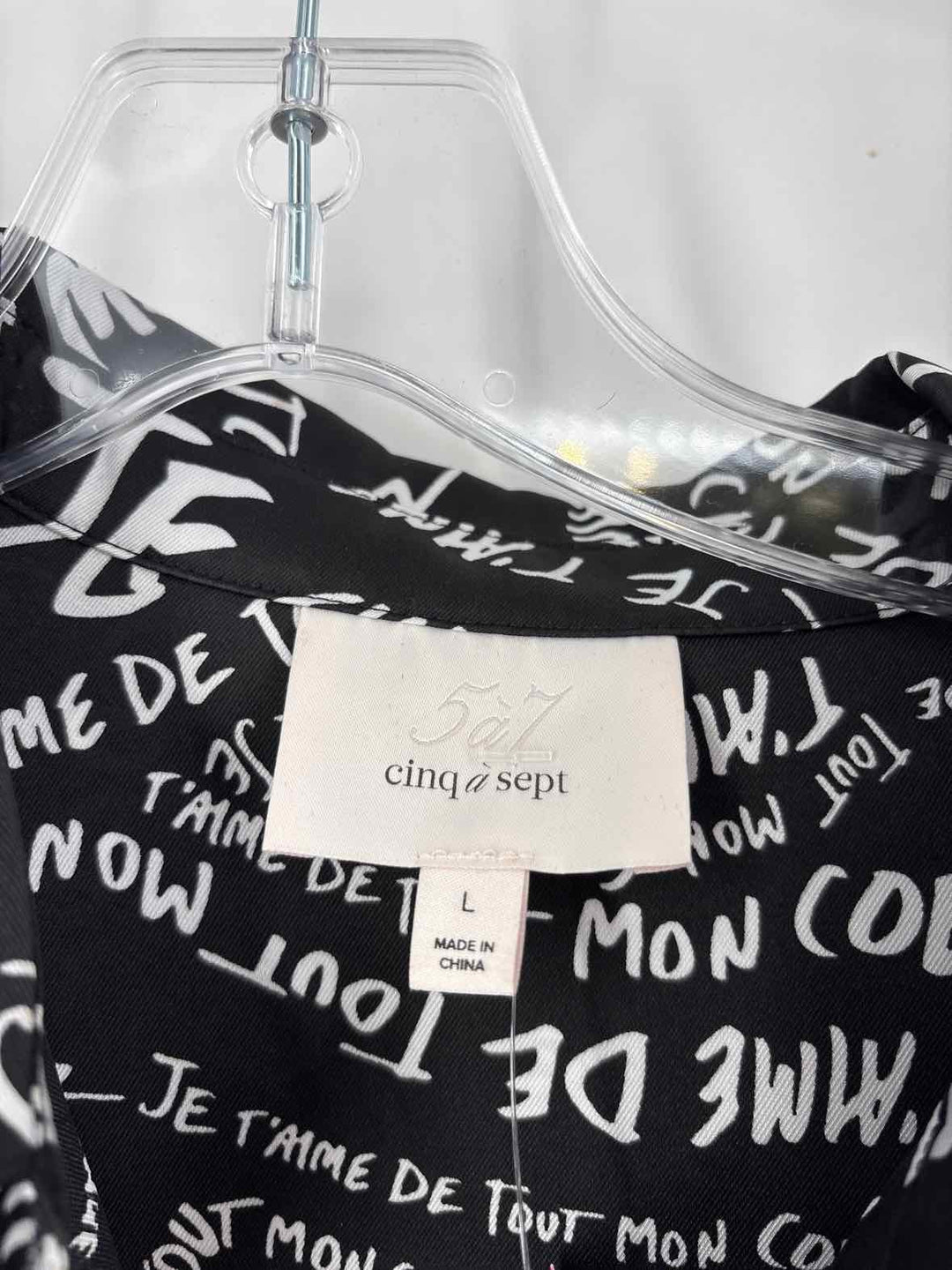 Size L CINQ DE SEPT Black Sateen Shirt