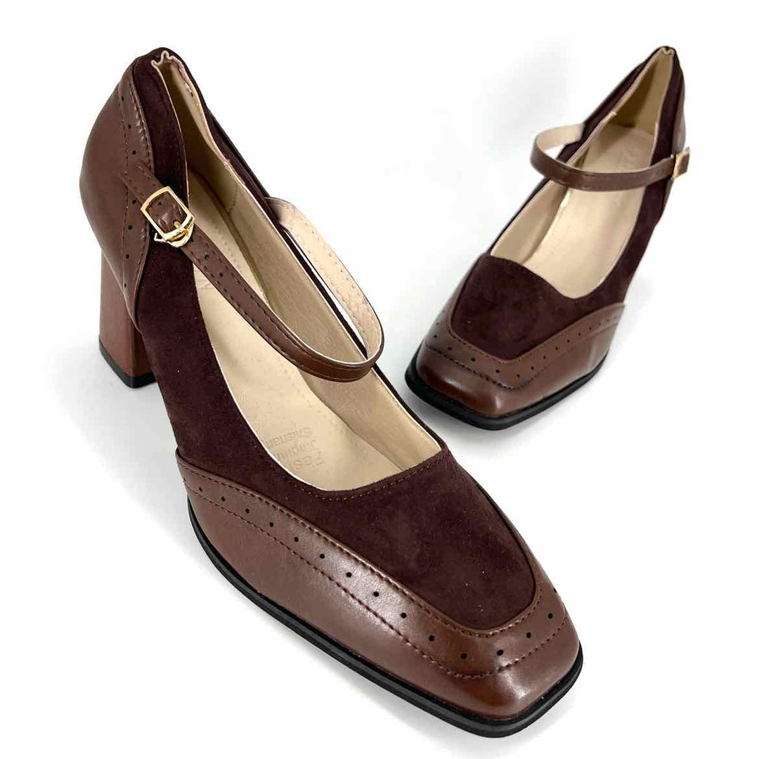 Shoe Size 41 Brown Faux Leather Pumps