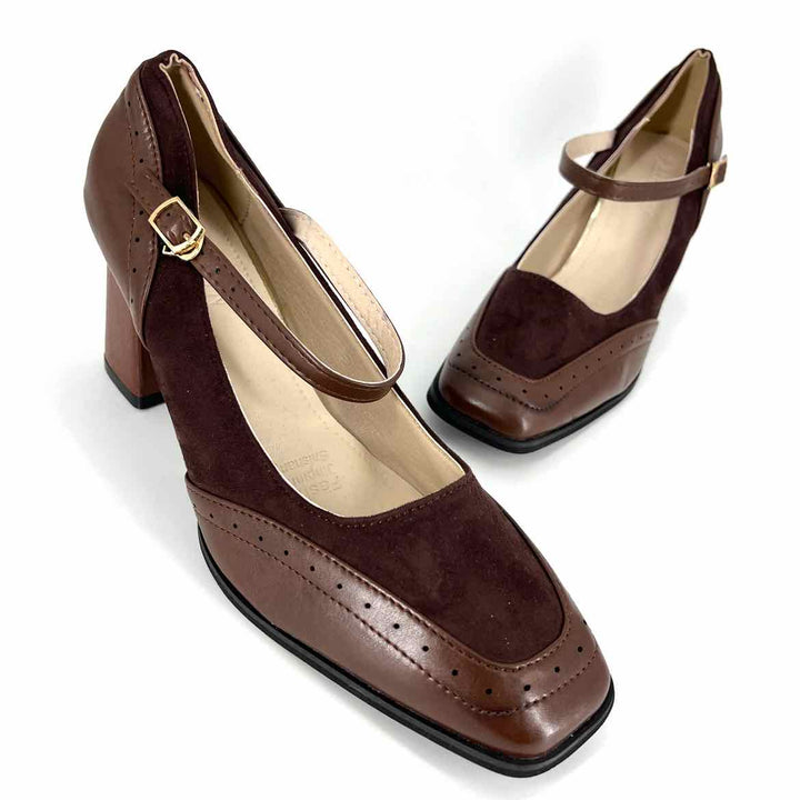 Shoe Size 41 Brown Faux Leather Pumps