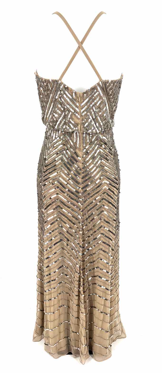 Size 4 Adrianna Papell Taupe Sequined PROM