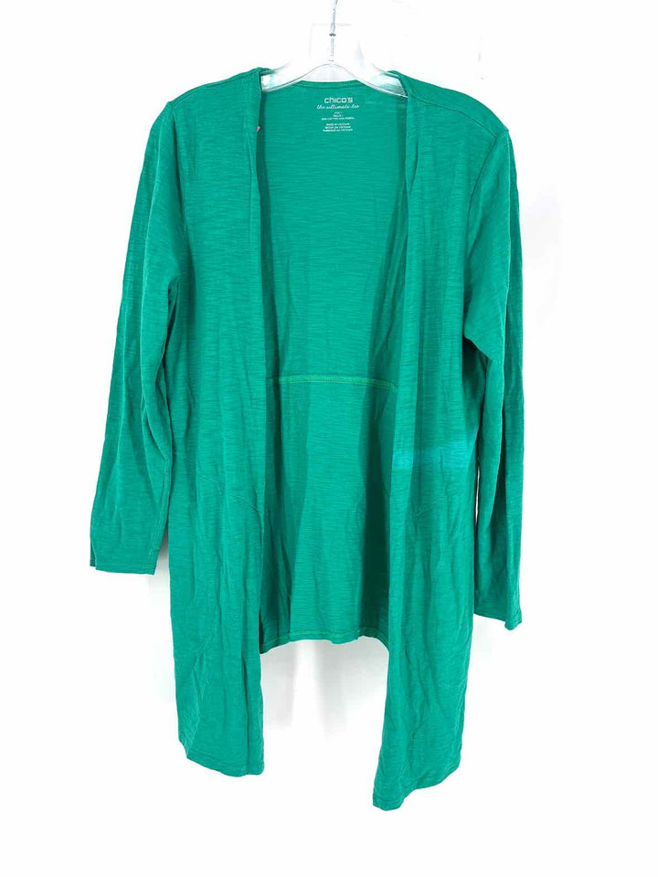 Size M Chico's Green Cotton Cardigan