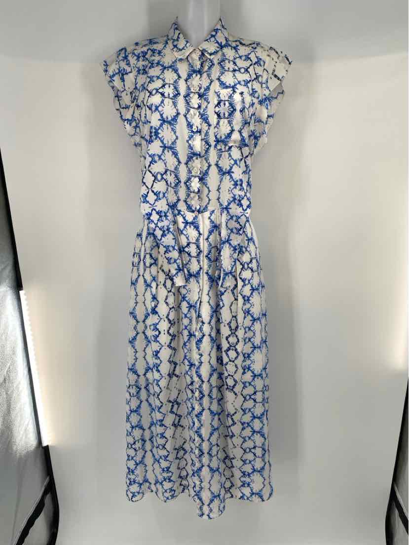 Size 6 REBECCA TAYLOR White Print Dress