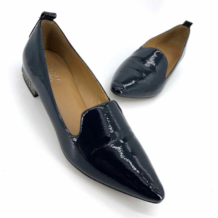 Shoe Size 8.5 FRANCO SARTO Navy PATENT Leather Flats