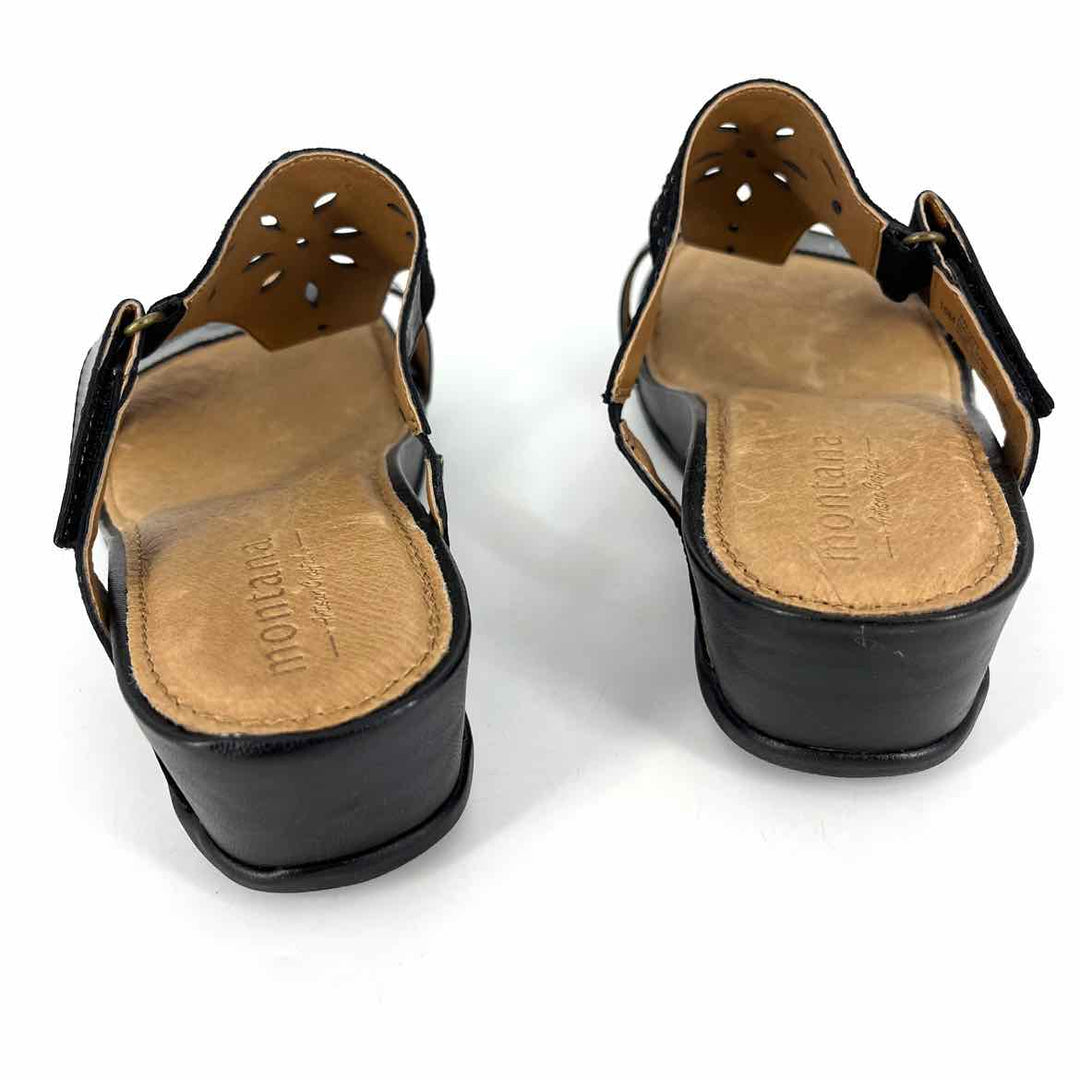 Shoe Size 10 Black Leather Wedge