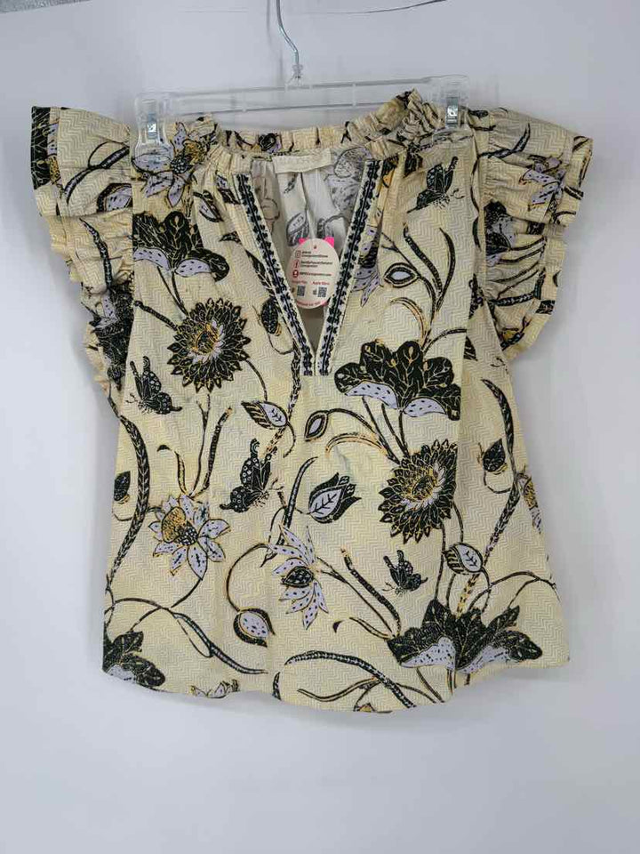 Size 8 Ulla Johnson Yellow Print Shirt