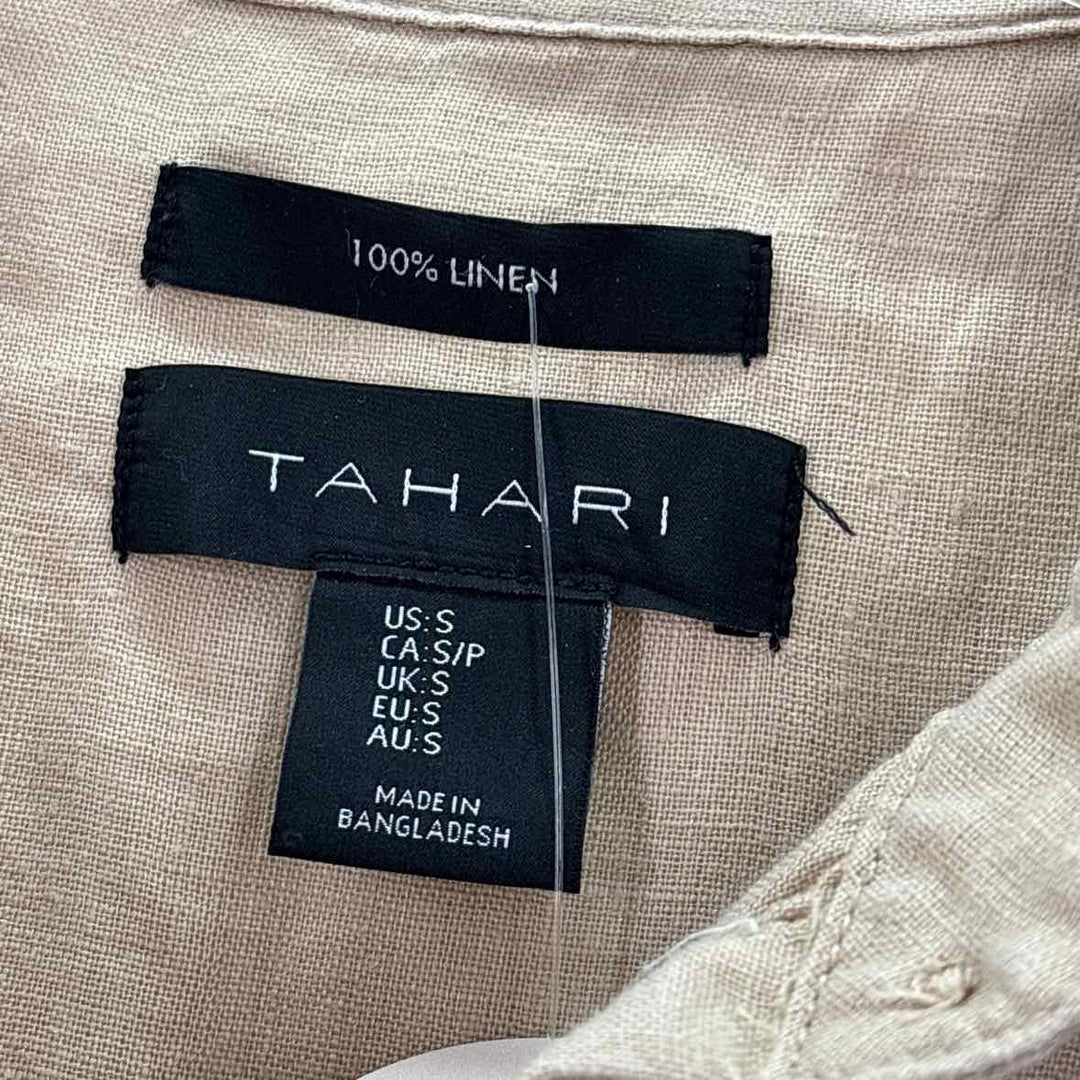 Size S TAHARI Beige Linen Dress