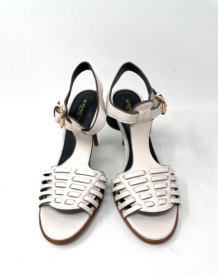 Shoe Size 7 Coach Ivory Leather Sandals