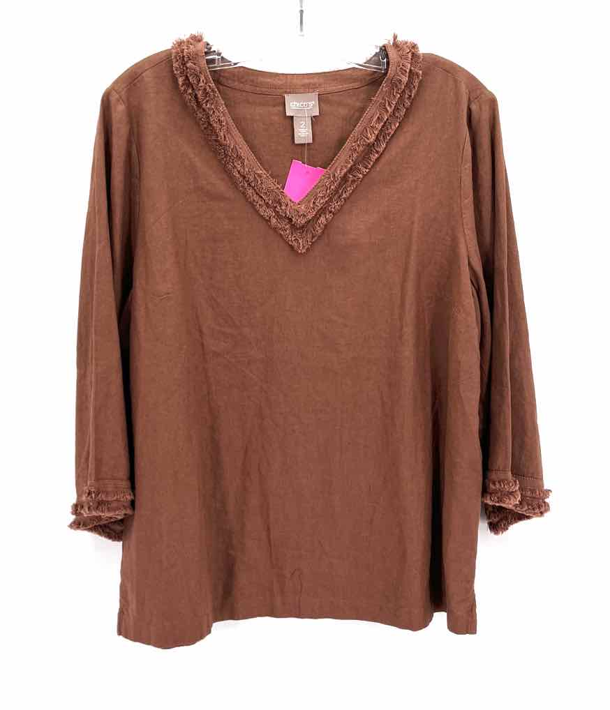Size L Chico's Brown Linen Shirt