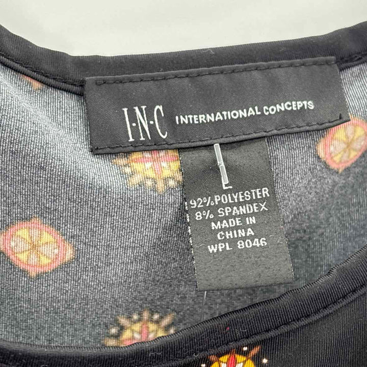 Size L INC Black Print Shirt