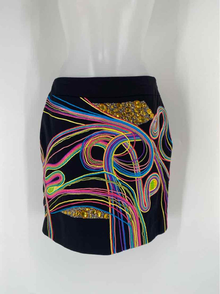 Size 8 ETCETERA Black Print Skirt