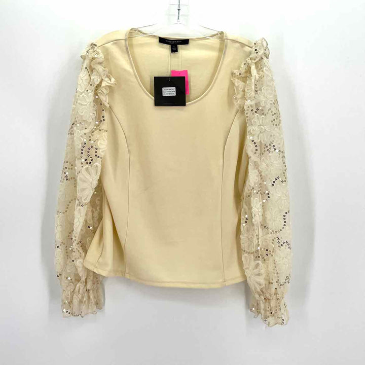 Size L Andrew Marc Cream Lace Shirt