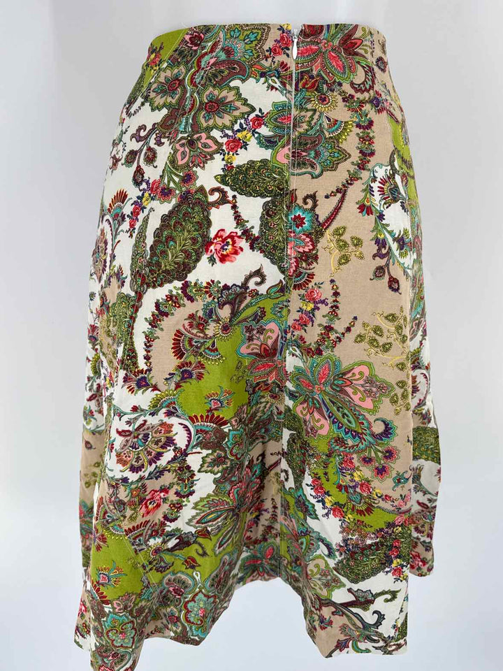 Size 10 PREMISE Green Print Skirt