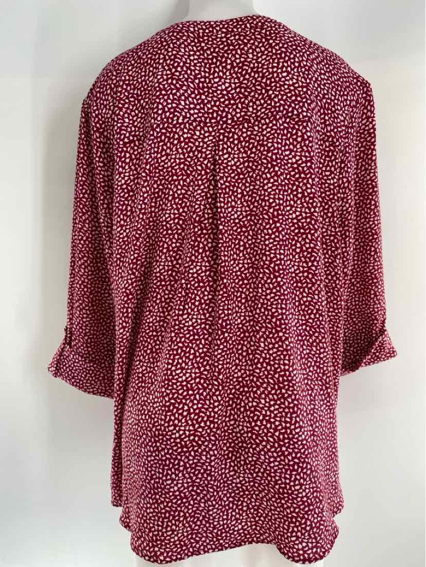 Size 2X KIM ROGERS Burgundy Shirt