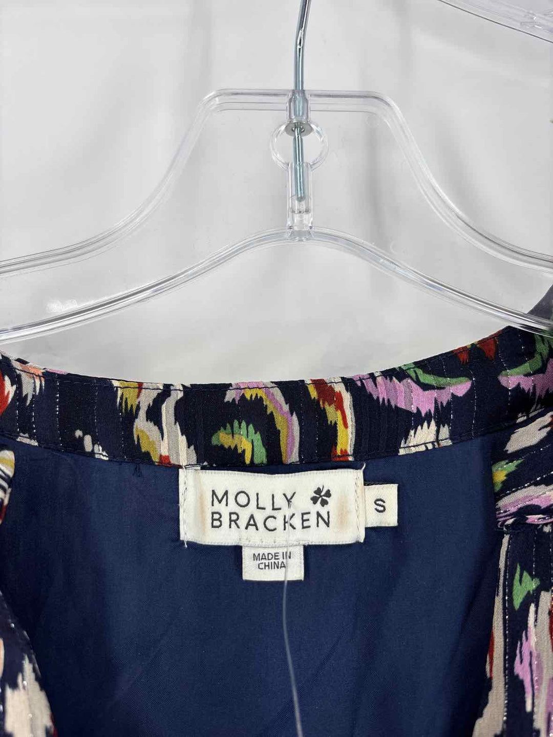 Size S MOLLY BRAKEN Navy Print Dress
