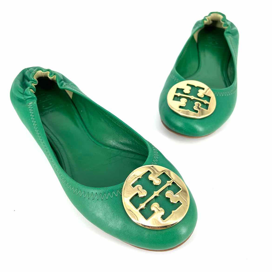 Shoe Size 9 Tory Burch Green Leather Flats
