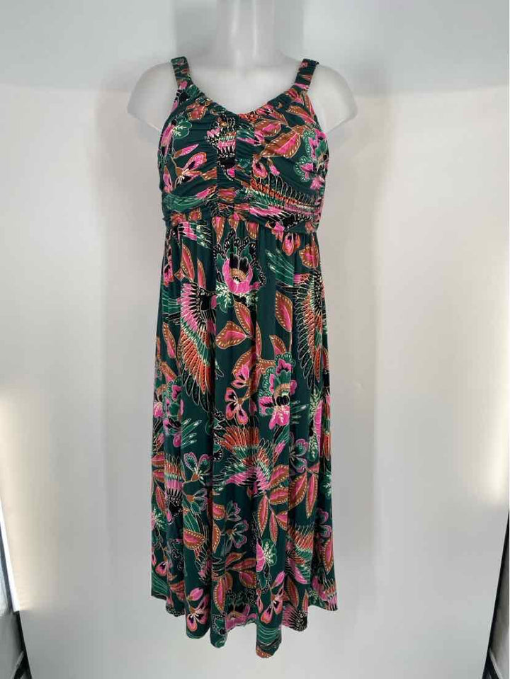 Size M SOMA Green Print Dress