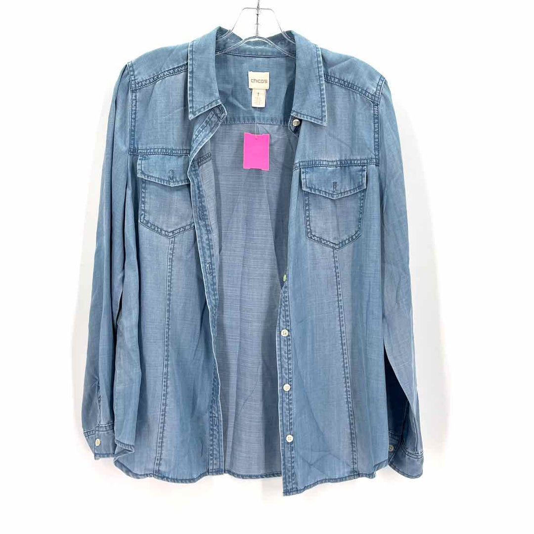 Size M Chico's Blue Tencel Shirt