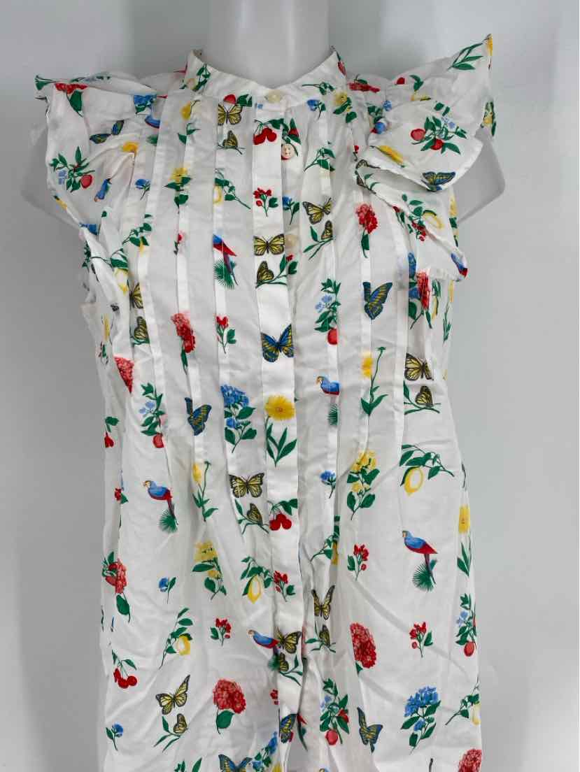 Size M Ann Taylor White Print Shirt