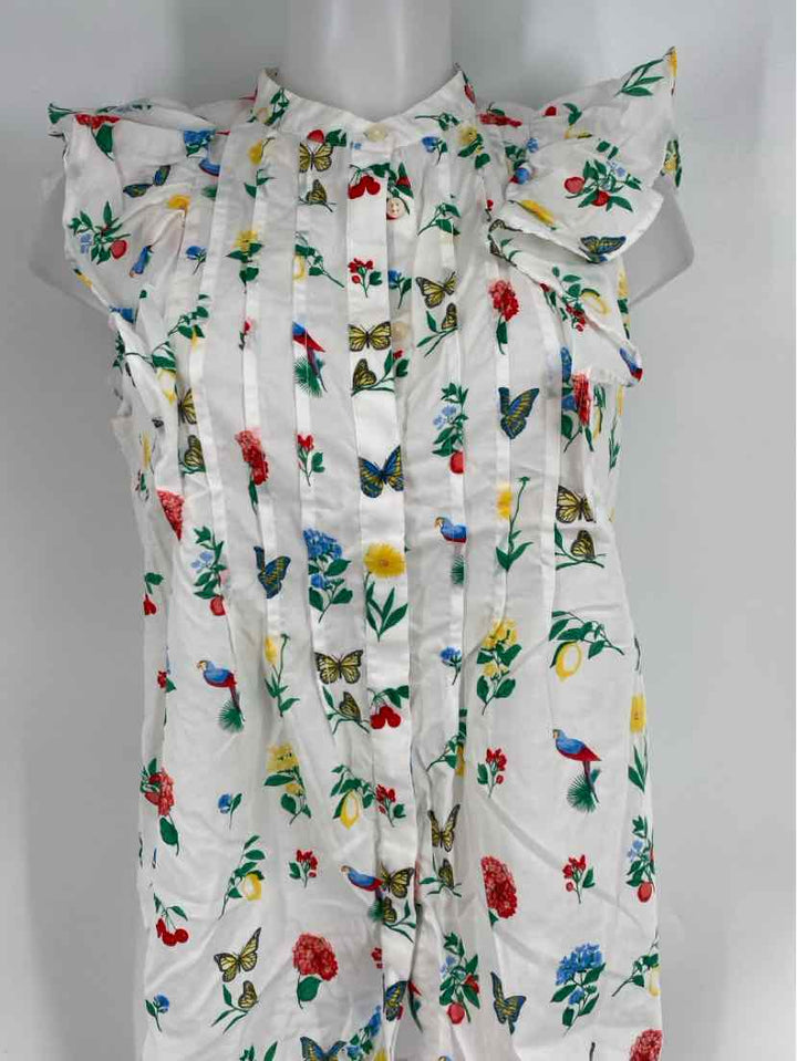Size M Ann Taylor White Print Shirt
