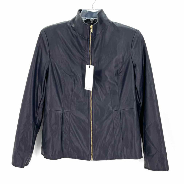 Size M Cole Haan Navy Faux Leather Jacket