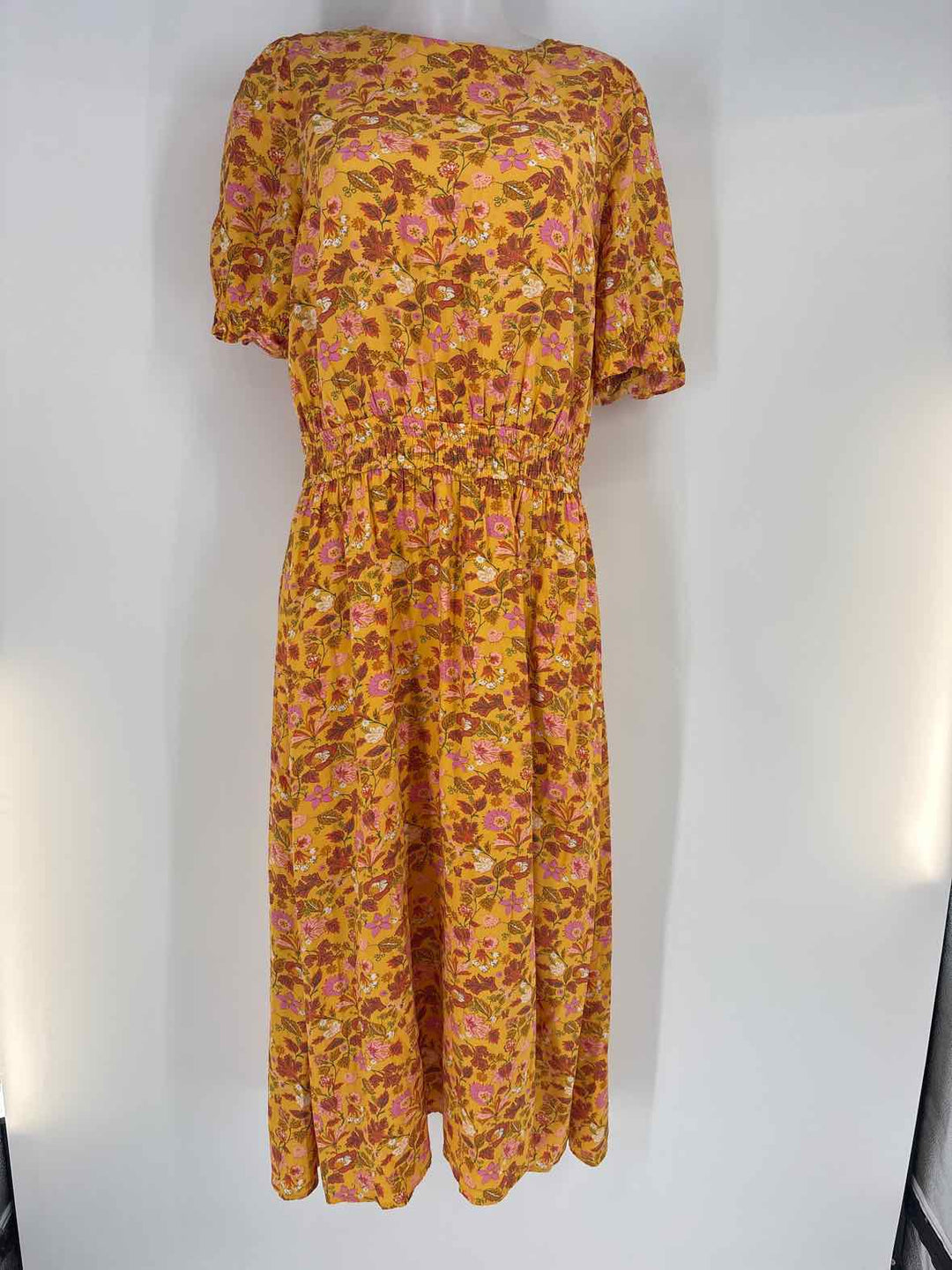 Size M LOFT Yellow Print Dress