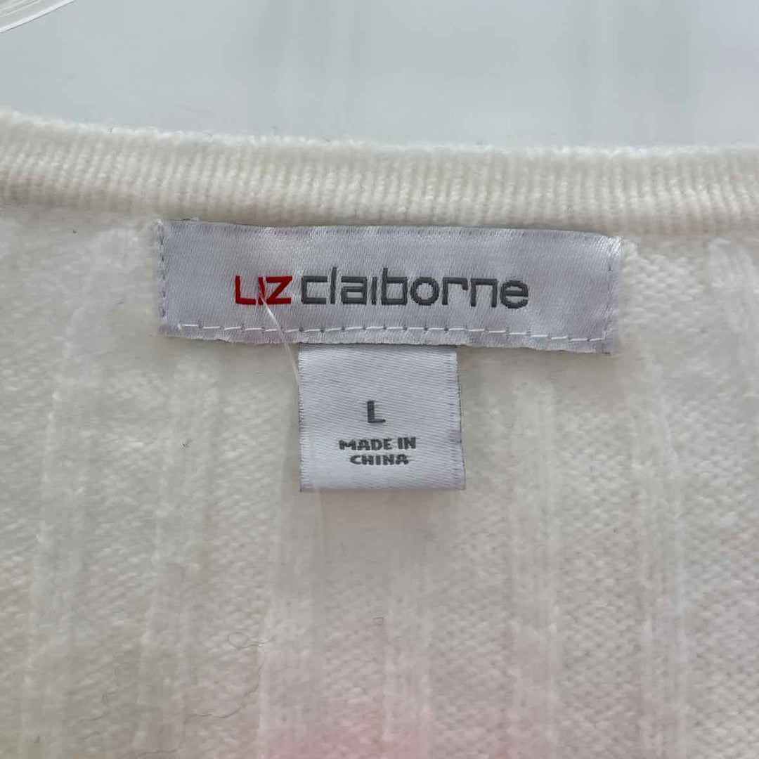 Size L LIZ CLAIBORNE Cream Knit Cotton Sweater