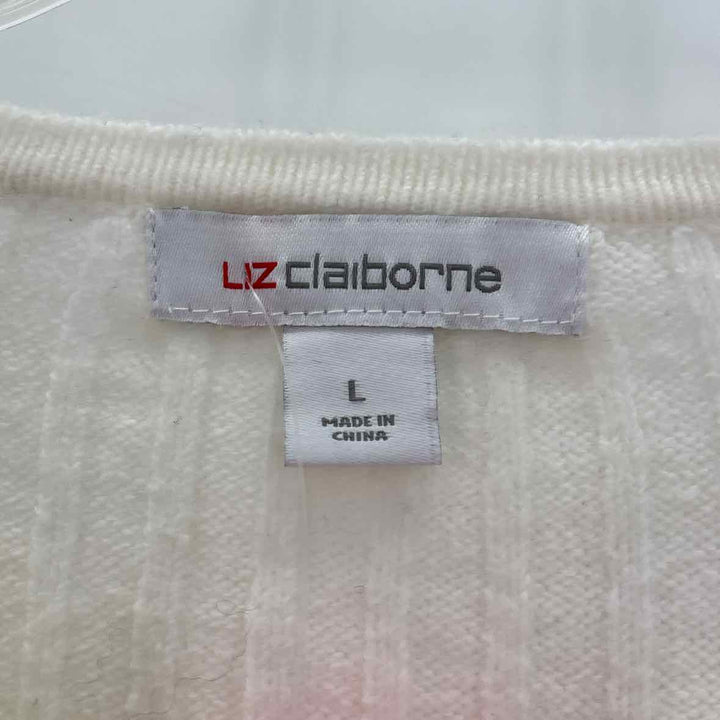 Size L LIZ CLAIBORNE Cream Knit Cotton Sweater