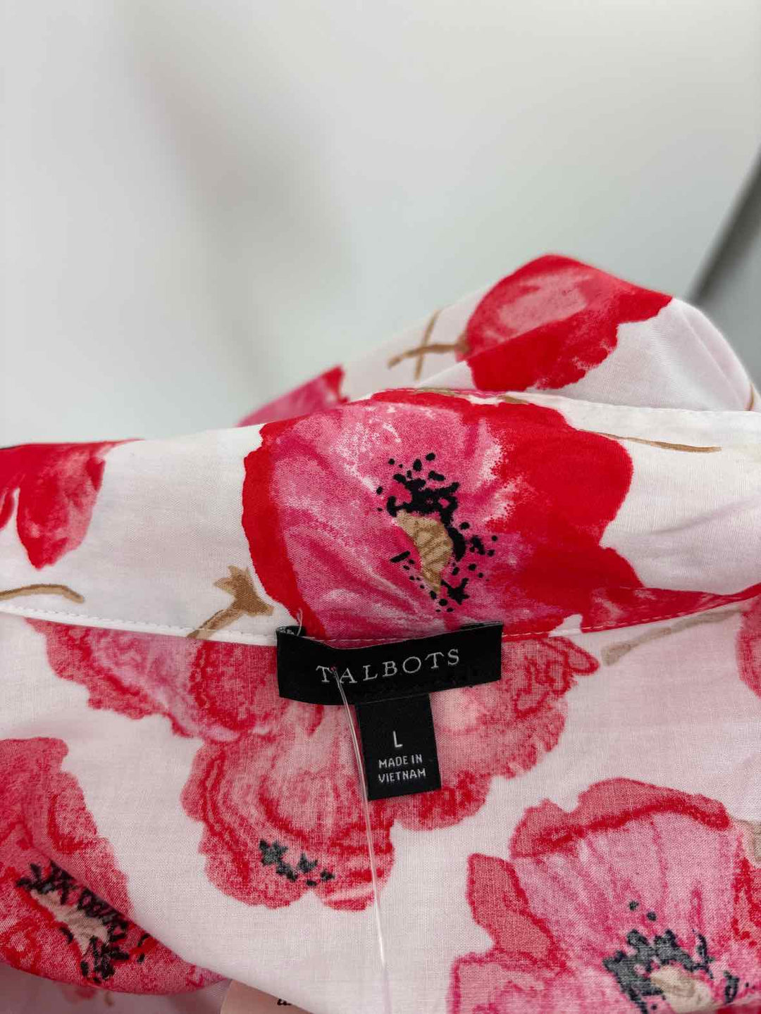 Size L Talbots Red Print Shirt