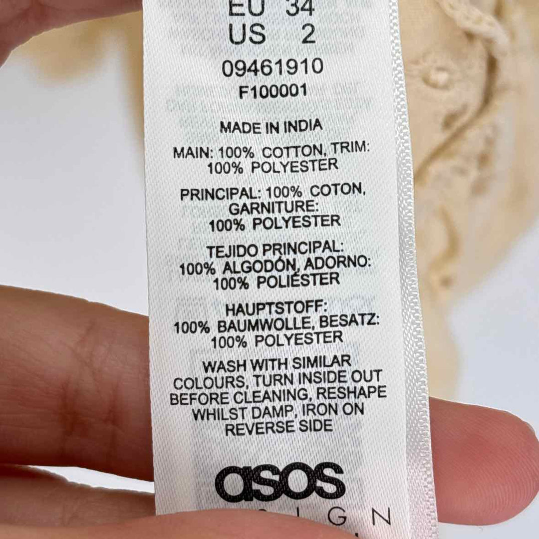 Size 2 Asos Cream Dress