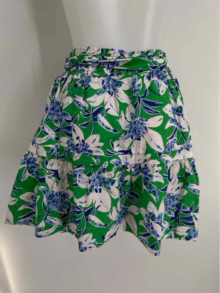 Size S Anthropologie Green Print Skirt