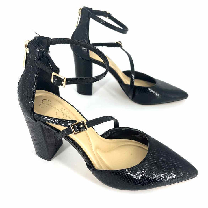 Shoe Size 7.5 Jessica Simpson Black Faux Leather Pumps