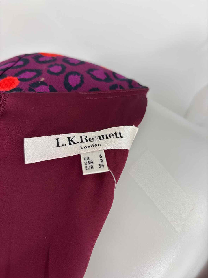 Size 2 LK BENNETT Purple Print Dress