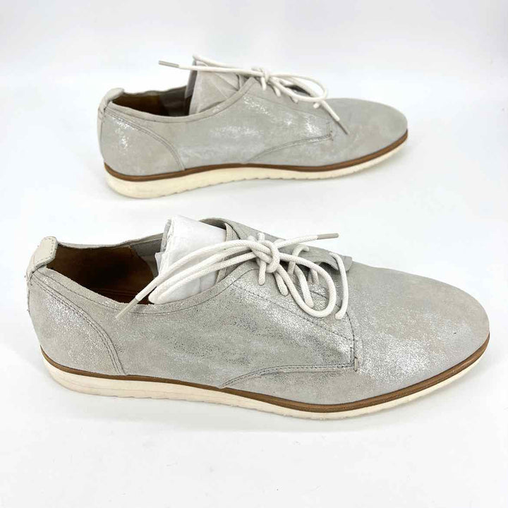 Shoe Size 10 Silver Suede Flats