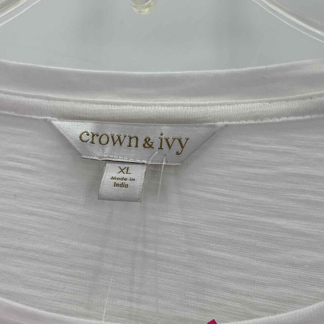 Size XL CROWN & IVY White Cotton Modal Shirt